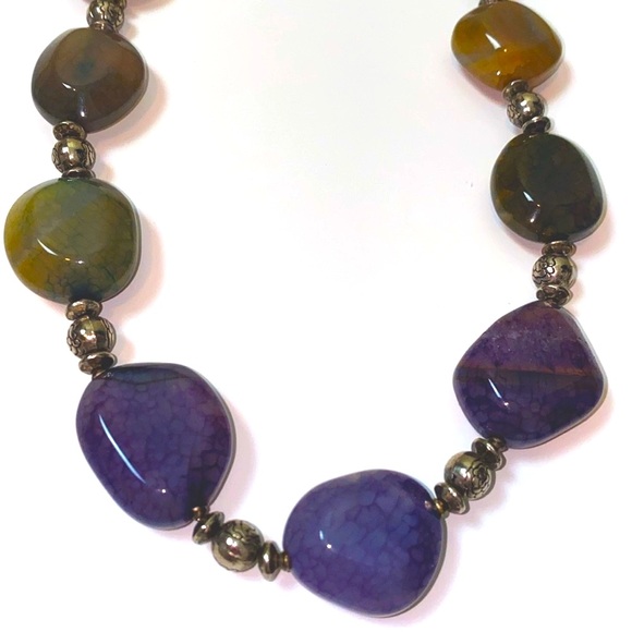 Ursula K Handcrafted Artisan Agate and Sliver Necklace - Picture 1 of 12